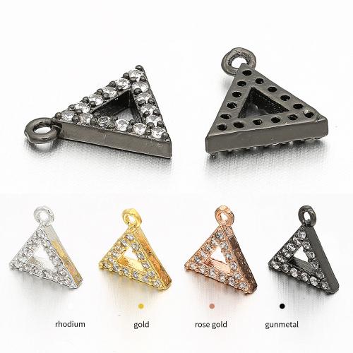 Cubic Zirconia Micro Pave Brass Pendant, Triangle, plated, DIY & micro pave cubic zirconia, more colors for choice, 8x9mm, Sold By PC