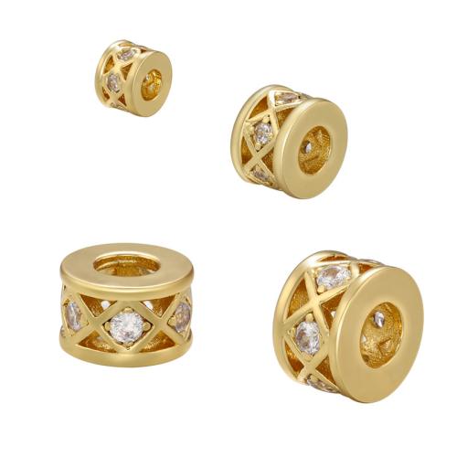 Brass Spacer Beads, plated, DIY & different size for choice & micro pave cubic zirconia, more colors for choice, Sold By PC