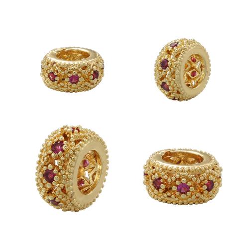 Brass Spacer Beads, plated, DIY & different size for choice & micro pave cubic zirconia, more colors for choice, Sold By PC