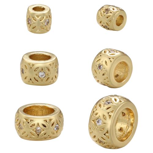 Brass Spacer Beads, plated, DIY & different size for choice & micro pave cubic zirconia, more colors for choice, Sold By PC