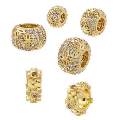 Brass Spacer Beads, plated, DIY & different size for choice & different styles for choice & micro pave cubic zirconia, more colors for choice, Sold By PC