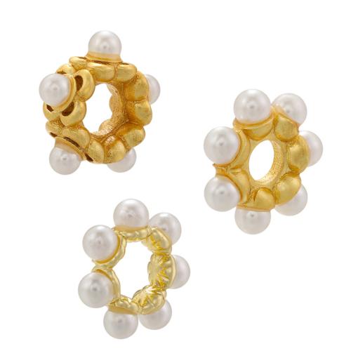 Brass Spacer Beads, with Plastic Pearl, plated, DIY & different styles for choice, golden, Sold By PC