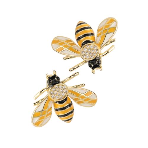 Cubic Zirconia Micro Pave Brass Earring, Bee, plated, DIY & micro pave cubic zirconia & enamel, golden, Sold By PC