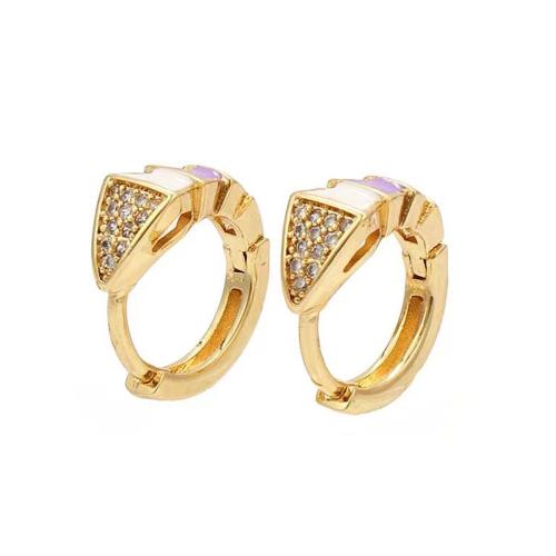 Cubic Zirconia Micro Pave Brass Earring, plated, micro pave cubic zirconia & for woman & enamel, more colors for choice, Sold By PC