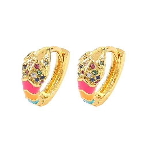 Cubic Zirconia Micro Pave Brass Earring plated micro pave cubic zirconia & for woman & enamel Sold By Pair