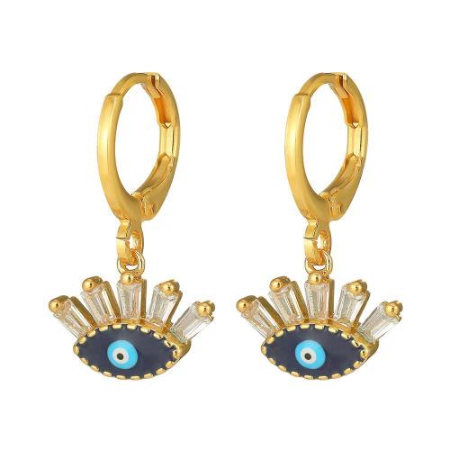 Cubic Zirconia Micro Pave Brass Earring plated micro pave cubic zirconia & for woman & enamel Sold By Pair