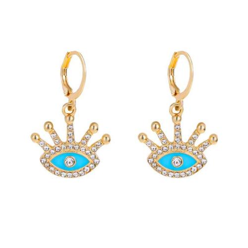 Cubic Zirconia Micro Pave Brass Earring, plated, micro pave cubic zirconia & for woman & enamel, more colors for choice, Sold By Pair