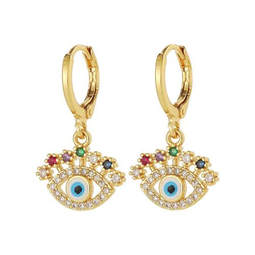 Boucles d'oreilles en laiton zircon cubique pavent, Placage, pavé de micro zircon & pour femme & émail, plus de couleurs à choisir, Vendu par paire