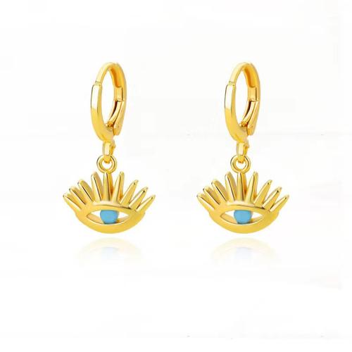 Boucles d'oreilles en laiton zircon cubique pavent, Placage, pavé de micro zircon & pour femme, doré, Vendu par paire