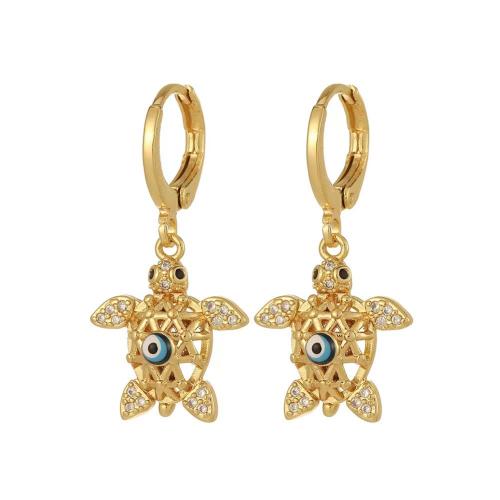 Cubic Zirconia Micro Pave Brass Earring plated & micro pave cubic zirconia & for woman & enamel Sold By Pair