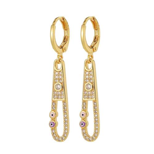 Cubic Zirconia Micro Pave Brass Earring plated micro pave cubic zirconia & for woman & enamel Sold By Pair