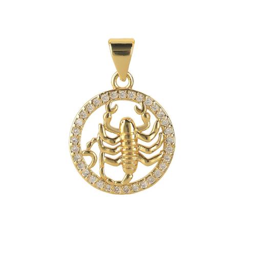 Cubic Zirconia Micro Pave Brass Pendant, plated, DIY & different styles for choice & micro pave cubic zirconia, golden, Sold By PC