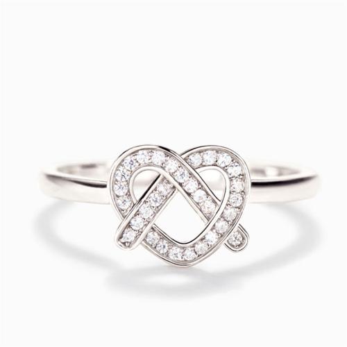 Bague en alliage de zinc, Placage, normes différentes pour le choix & pavé de micro zircon & pour femme, argent, Vendu par PC