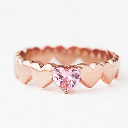 Bague en alliage de zinc, Placage, normes différentes pour le choix & pavé de micro zircon & pour femme, couleur or rose, Vendu par PC