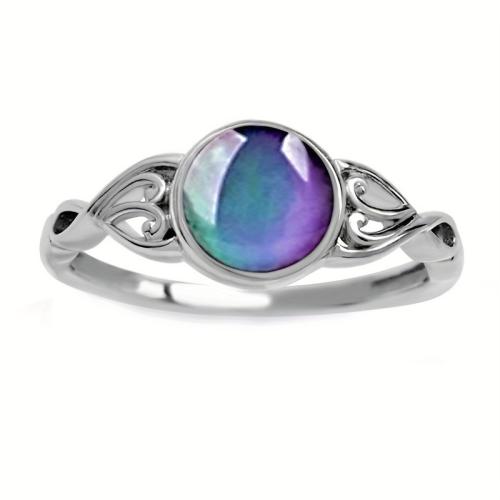 Tibetan Style Finger Ring, with Gemstone, plated, different size for choice & for woman & change their color according to the temperature, multi-colored, Sold By PC