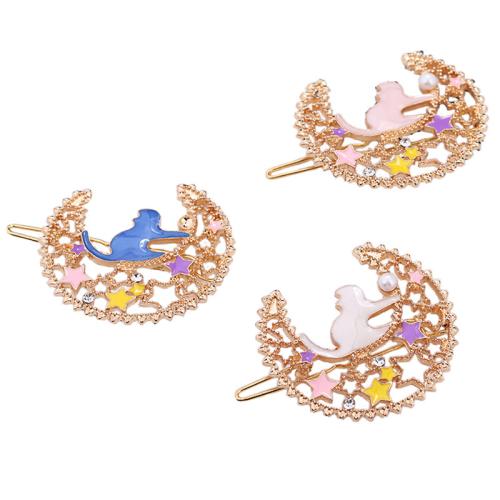 Alligator Hair Clip Zinc Alloy with Plastic Pearl stoving varnish micro pave cubic zirconia & for woman Sold By PC