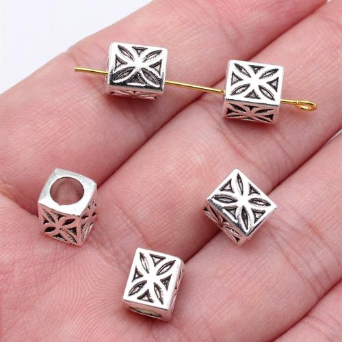 Zink Legierung Perlen Schmuck, Zinklegierung, Quadrat, antik silberfarben plattiert, DIY, verkauft von PC