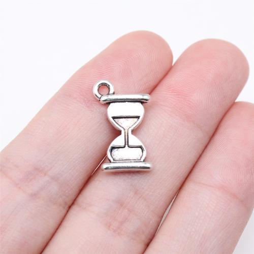 Zink-Aluminium-Anhänger, Zinklegierung, Sanduhr, antik silberfarben plattiert, DIY, 18x11mm, verkauft von PC