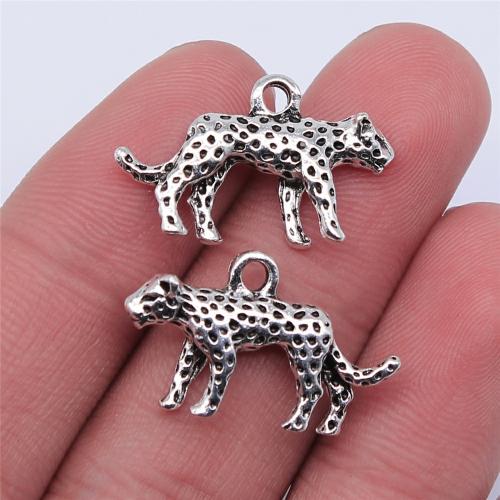 Zinc Alloy Animal Pendler, Leopard, forgyldt, du kan DIY, flere farver til valg, 24x15mm, Solgt af PC