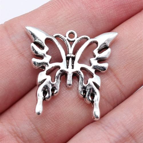 Pendentifs animaux en alliage de zinc, papillon, Plaqué de couleur d'argent, DIY, Vendu par PC