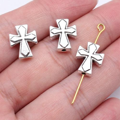 Zink Alloy Smycken Pärlor, Cross, antik silver pläterad, DIY, Säljs av PC