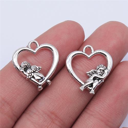 Tibetan Style Heart Pendants, plated, DIY, more colors for choice, 20x17mm, Sold By PC