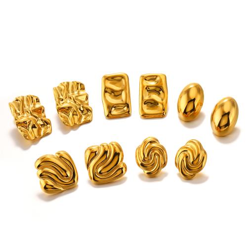 Stainless Steel Stud Earrings 304 Stainless Steel Fine Polishing & for woman golden Sold By Pair