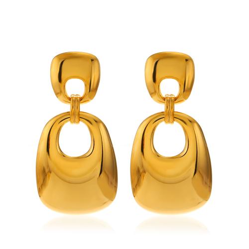 Stainless Steel Drop Earring, 304 Stainless Steel, 18K gold plated, fashion jewelry & for woman, golden, 21x46mm, Sold By Pair