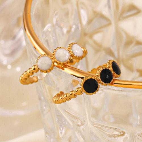 Enamel Stainless Steel Finger Ring 304 Stainless Steel 18K gold plated fashion jewelry & for woman golden Sold By PC