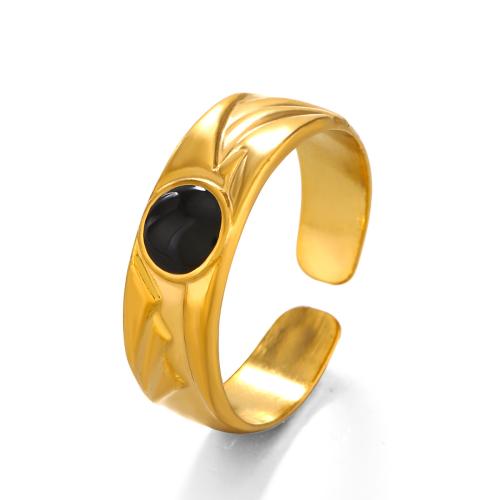 Émail Acier inoxydable Bague, Acier inoxydable 304, Plaqué or 18K, bijoux de mode & pour femme & émail, doré, Vendu par PC