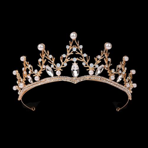 Tiaras, aleación de zinc, con Perlas plásticas, Joyería & para mujer & con diamantes de imitación, más colores para la opción, diameter 130mm, height 60mm, Vendido por UD