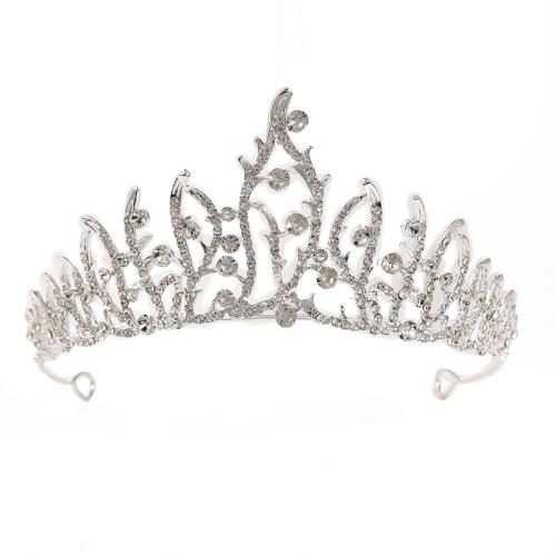 Bridal Tiaras, Tibetan Style, fashion jewelry & for woman & with rhinestone, silver color, length 145mm, width 138mm, height 63mm, Sold By PC