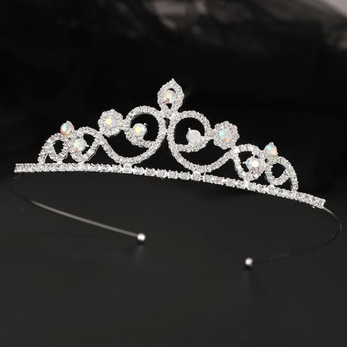 Diadèmes, alliage de zinc, bijoux de mode & pour femme & avec strass, argent, length 141mm, width 123mm, height 33mm, Vendu par PC