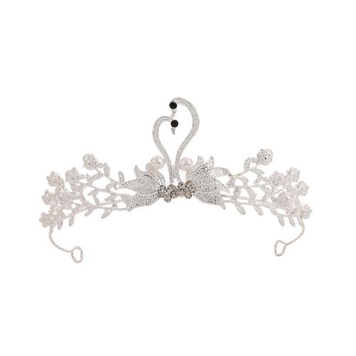 Diadema, lega in zinco, with perla in plastica, gioielli di moda & per la donna & con strass, argento, 145x50mm, Venduto da PC