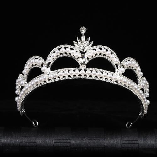 Tiaras, liga de zinco, joias de moda & para mulher & com strass, prateado, length 160mm, width 62mm, vendido por PC