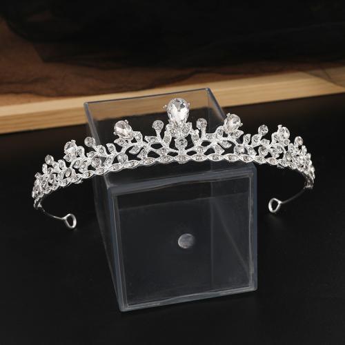 Tiaras, liga de zinco, joias de moda & para mulher & com strass, prateado, 150x30mm, vendido por PC