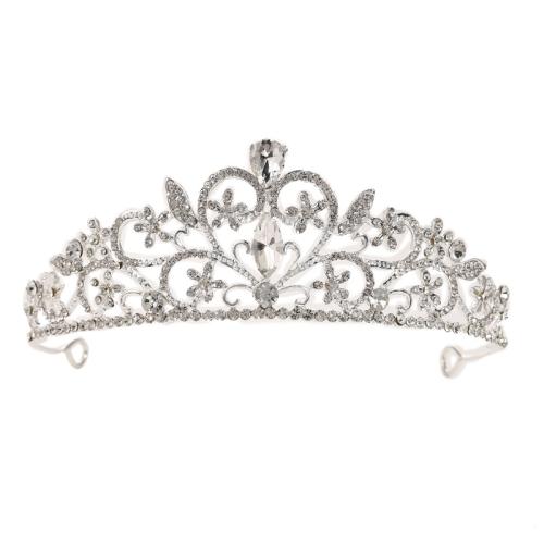 Bridal Tiaras, Tibetan Style, fashion jewelry & for woman & with rhinestone, silver color, length 147mm, width 117mm, height 50mm, Sold By PC