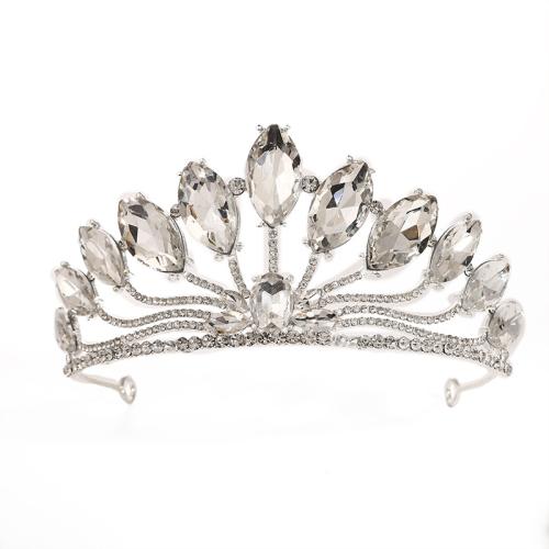 Bridal Tiaras Zinc Alloy with Crystal fashion jewelry & for woman & with rhinestone silver color length 151mm width 115mm height 61mm Sold By PC