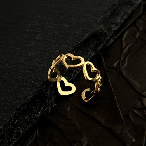 Stainless Steel Finger Ring, 304 Stainless Steel, Heart, 18K gold plated, fashion jewelry & Unisex, golden, Sold By PC