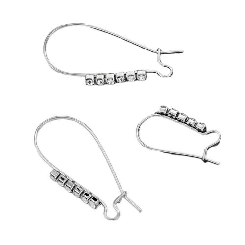 composant de boucle d'oreille de levier vers l'arrière en inox , Acier inoxydable 304, DIY & normes différentes pour le choix & avec strass, couleur originale, 10PC/sac, Vendu par sac