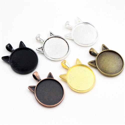 Zink-Legierung Cabochon Weissgold, Zinklegierung, Katze, plattiert, DIY, keine, frei von Nickel, Blei & Kadmium, Inner diameter: 25mm, ca. 100PCs/Tasche, verkauft von Tasche