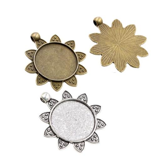 Tibetan Style Pendant Cabochon Setting, Flower, plated, DIY, more colors for choice, nickel, lead & cadmium free, Inner diameter: 25mm, Approx 100PCs/Bag, Sold By Bag