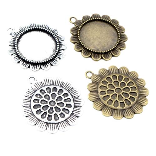 Tibetan Style Pendant Cabochon Setting, Sunflower, plated, DIY, more colors for choice, nickel, lead & cadmium free, Inner diameter: 20mm, Approx 100PCs/Bag, Sold By Bag