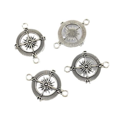 Tibetan Style Connector, Compass, antique silver color plated, DIY & 1/1 loop, nickel, lead & cadmium free, 24x33mm, Hole:Approx 3mm, Approx 100PCs/Bag, Sold By Bag