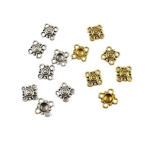 Tibetan Style Connector, Four Leaf Clover, plated, DIY & 2/2 loop, more colors for choice, nickel, lead & cadmium free, 12x12mm, Hole:Approx 2mm, Approx 100PCs/Bag, Sold By Bag