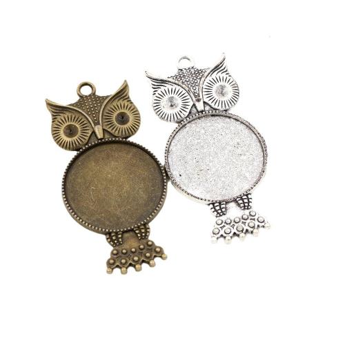 Pendentif en alliage de zinc Cabochon Cadre, hibou, Placage, DIY, plus de couleurs à choisir, protéger l'environnement, sans nickel, plomb et cadmium, Inner diameter: 25mm, Environ 100PC/sac, Vendu par sac