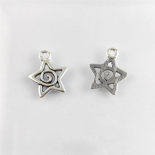 Tibetan Style Star Pendant, antique silver color plated, DIY, nickel, lead & cadmium free, 16x20mm, Hole:Approx 2.5mm, Approx 100PCs/Bag, Sold By Bag