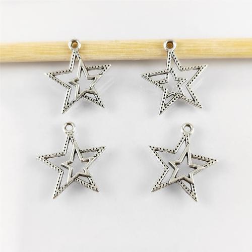 Tibetan Style Star Pendant, antique silver color plated, DIY, nickel, lead & cadmium free, 20x22mm, Hole:Approx 2mm, Approx 100PCs/Bag, Sold By Bag