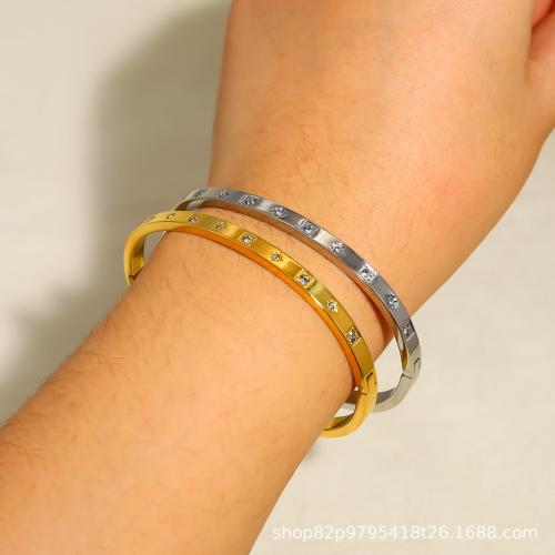 Titanium Steel Bracelet & Bangle, plated, fashion jewelry & micro pave cubic zirconia, more colors for choice, Sold By PC