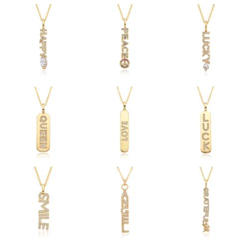 Cubic Zircon Micro Pave Brass Necklace plated & micro pave cubic zirconia & for woman golden Length Approx 41-50 cm Sold By PC